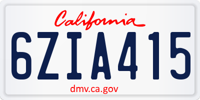CA license plate 6ZIA415