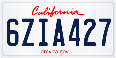 CA license plate 6ZIA427