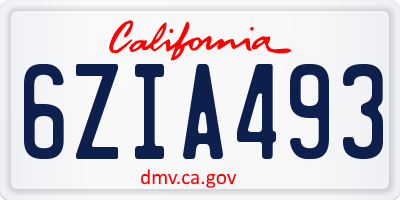 CA license plate 6ZIA493