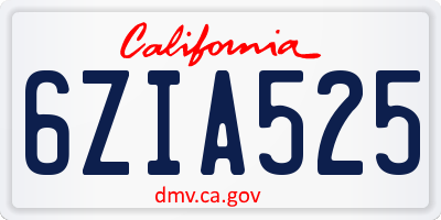 CA license plate 6ZIA525