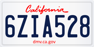 CA license plate 6ZIA528