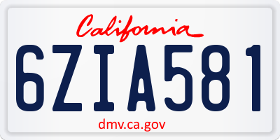 CA license plate 6ZIA581