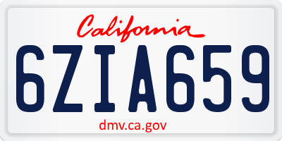 CA license plate 6ZIA659
