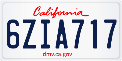 CA license plate 6ZIA717