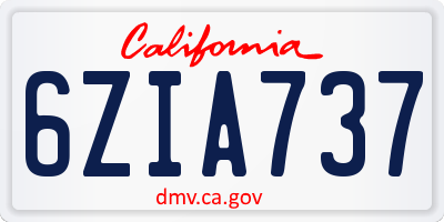 CA license plate 6ZIA737