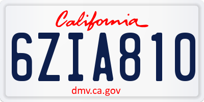 CA license plate 6ZIA810