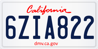 CA license plate 6ZIA822