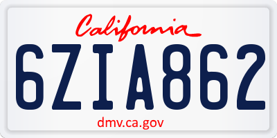 CA license plate 6ZIA862