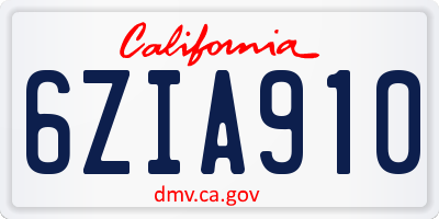CA license plate 6ZIA910