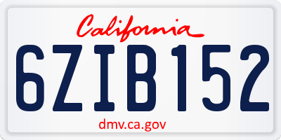 CA license plate 6ZIB152