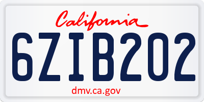 CA license plate 6ZIB202