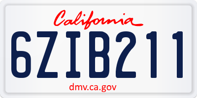 CA license plate 6ZIB211