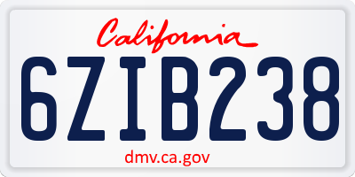 CA license plate 6ZIB238