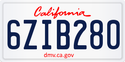 CA license plate 6ZIB280