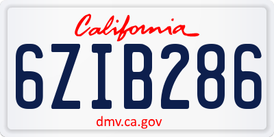 CA license plate 6ZIB286