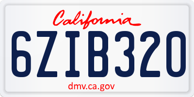 CA license plate 6ZIB320