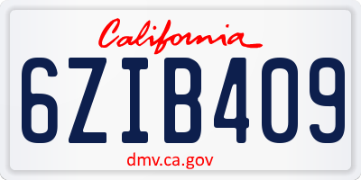 CA license plate 6ZIB409