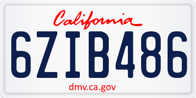 CA license plate 6ZIB486