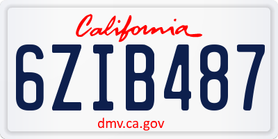 CA license plate 6ZIB487