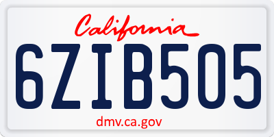 CA license plate 6ZIB505