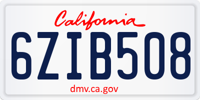 CA license plate 6ZIB508