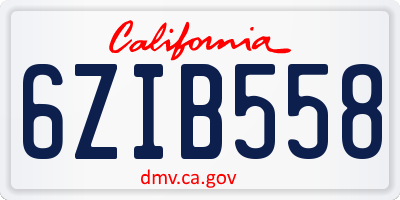 CA license plate 6ZIB558