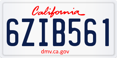 CA license plate 6ZIB561