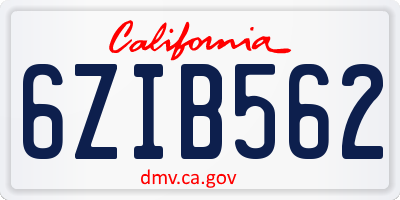 CA license plate 6ZIB562
