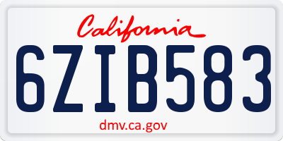 CA license plate 6ZIB583