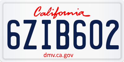 CA license plate 6ZIB602