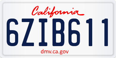 CA license plate 6ZIB611