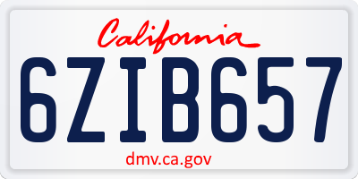 CA license plate 6ZIB657