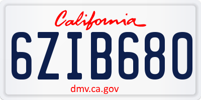 CA license plate 6ZIB680