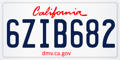 CA license plate 6ZIB682