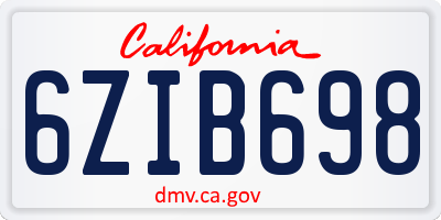 CA license plate 6ZIB698