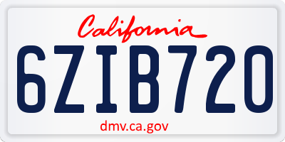 CA license plate 6ZIB720