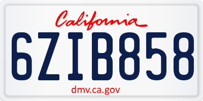 CA license plate 6ZIB858