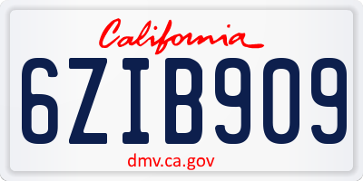 CA license plate 6ZIB909