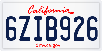 CA license plate 6ZIB926