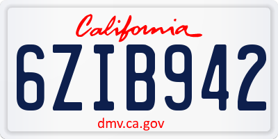 CA license plate 6ZIB942