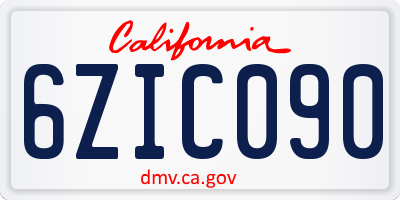 CA license plate 6ZIC090