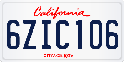 CA license plate 6ZIC106