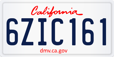 CA license plate 6ZIC161