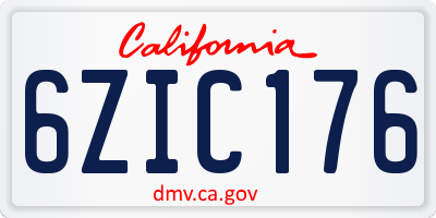 CA license plate 6ZIC176