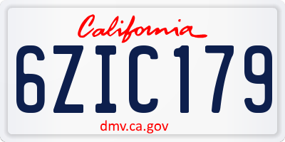 CA license plate 6ZIC179