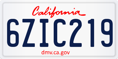 CA license plate 6ZIC219