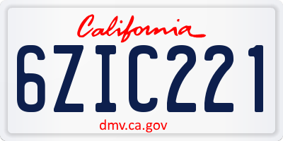 CA license plate 6ZIC221