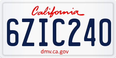 CA license plate 6ZIC240