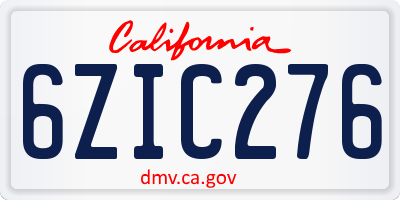 CA license plate 6ZIC276