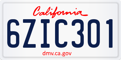 CA license plate 6ZIC301